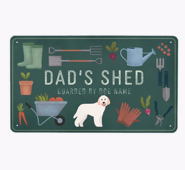 Dad's Shed: Personalised {breedFullName} Metal Garden Sign